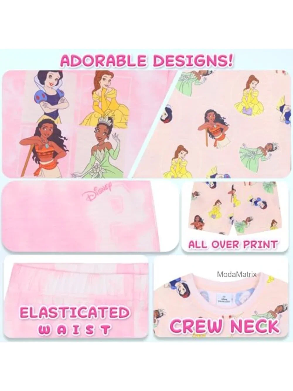 2-Pack Girls Pajama Set Short Sleeve Shorts Sleepwear